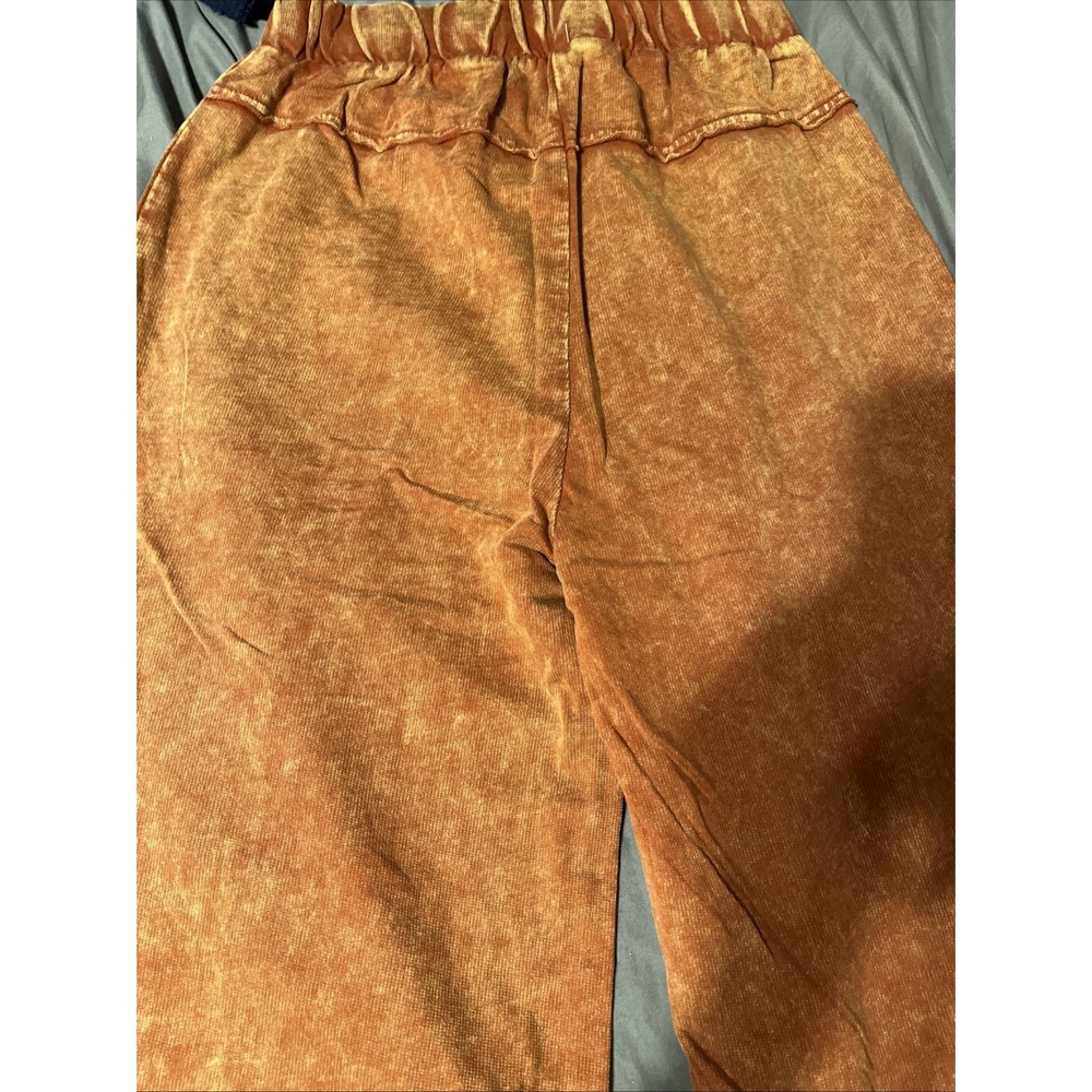 Zenana Farrah Palazzo Crop Pants Size S Orangish Rust - Picture 5 of 6